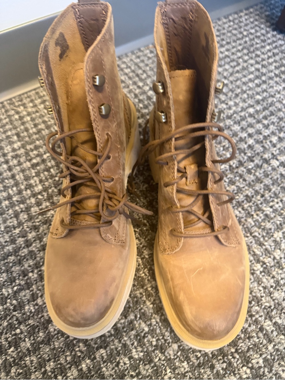 Sorel Brown Leather Lace-Up Ankle Boots